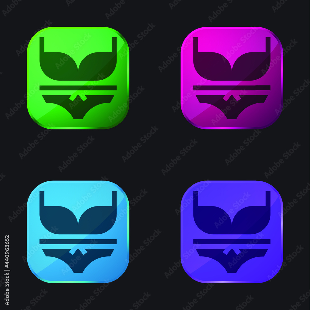 Bikini four color glass button icon Bikini four color glass button icon