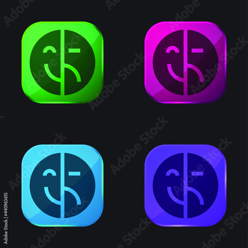 Bipolar four color glass button icon