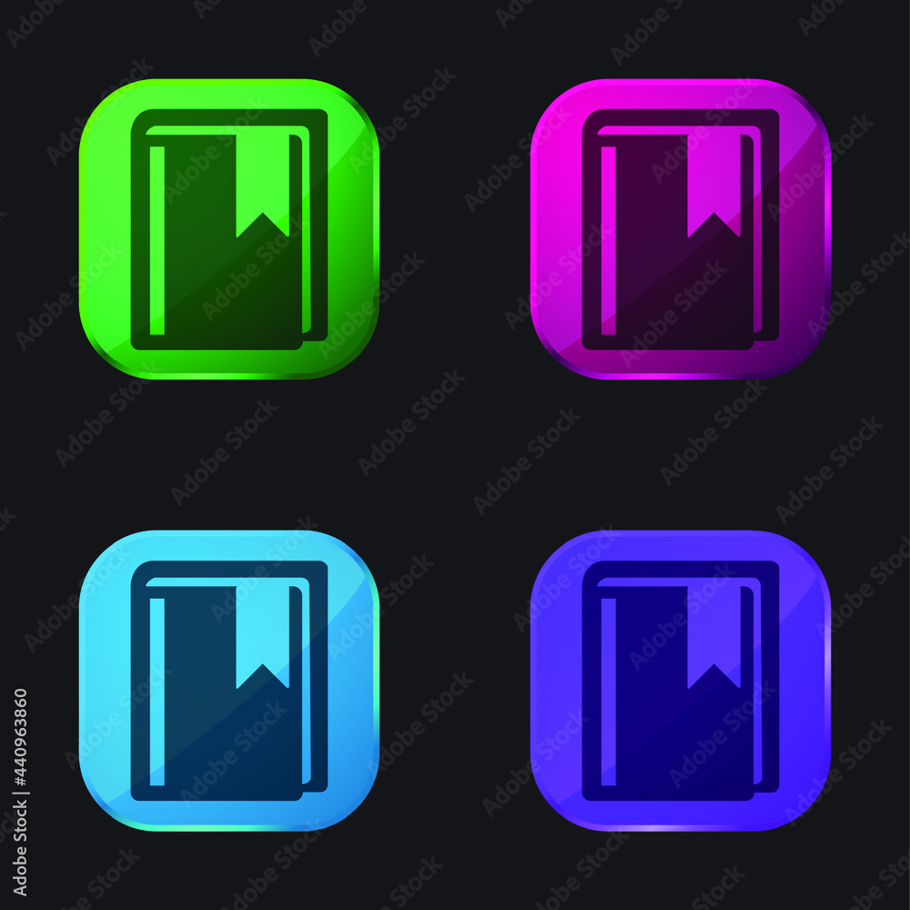 Book With Bookmark four color glass button icon Book With Bookmark four color glass button icon