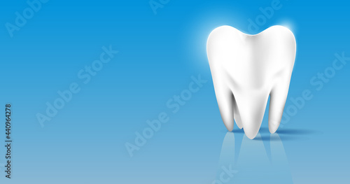 Fototapeta Naklejka Na Ścianę i Meble -  Molar tooth 3d rendering on blue background
