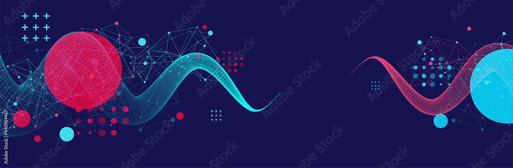 Modern science or technology art background. Vector wireframe tentacle. - obrazy, fototapety, plakaty 