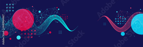 Modern science or technology art background. Vector wireframe tentacle.