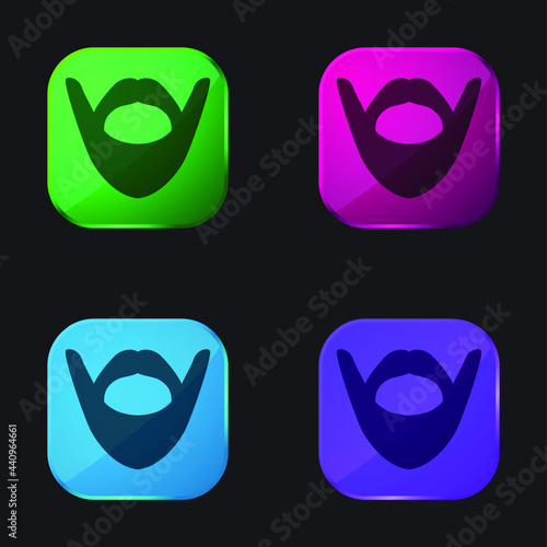 Beard four color glass button icon