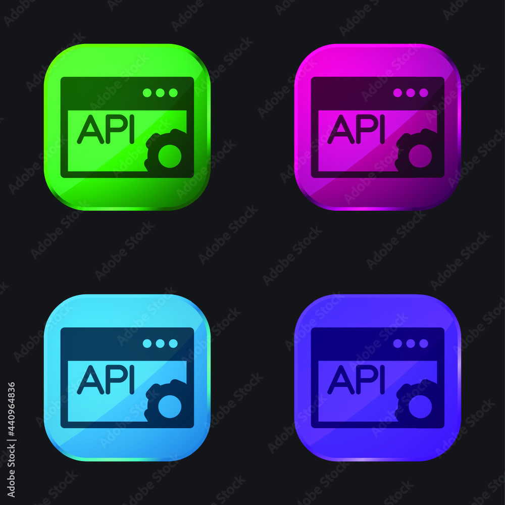 API Page four color glass button icon API Page four color glass button icon