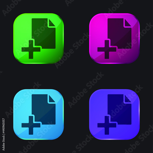 Add File four color glass button icon