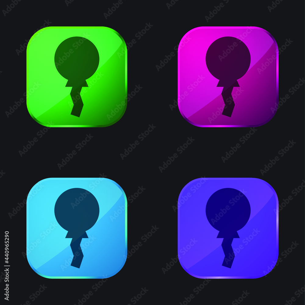 Balloon four color glass button icon Balloon four color glass button icon