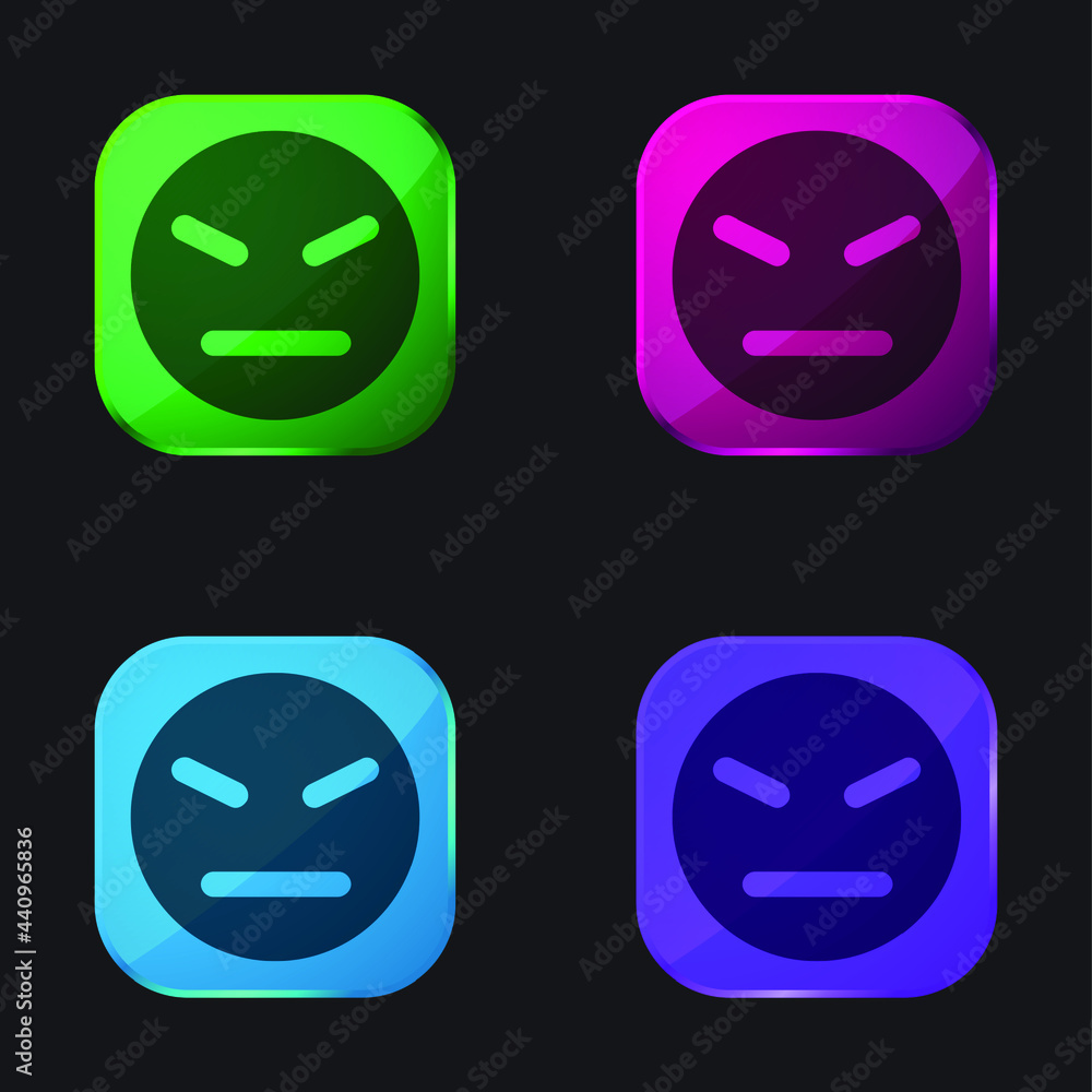 Angry Face four color glass button icon Angry Face four color glass button icon