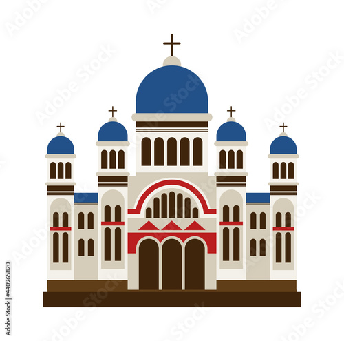 Greece country design template. Flat cartoon style historic sight showplace web vector illustration EPS.