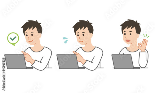 パソコンを操作する男性のベクターイラスト素材1