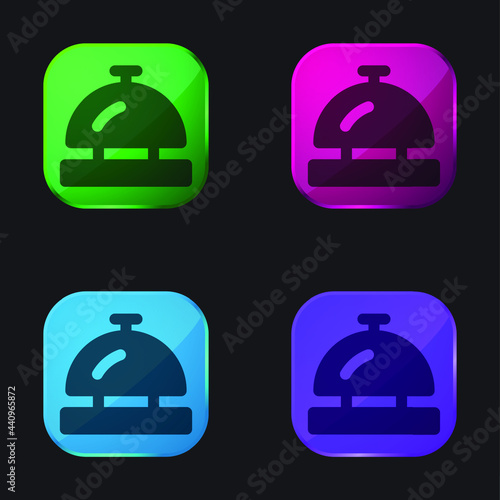 Bell four color glass button icon