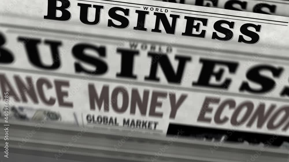 Business, finance, money and economy news and daily newspaper report printing. Abstract concept retro 3d rendering seamless looped. Business, finance, money and economy news and daily newspaper report printing. Abstract concept retro 3d rendering seamless looped.