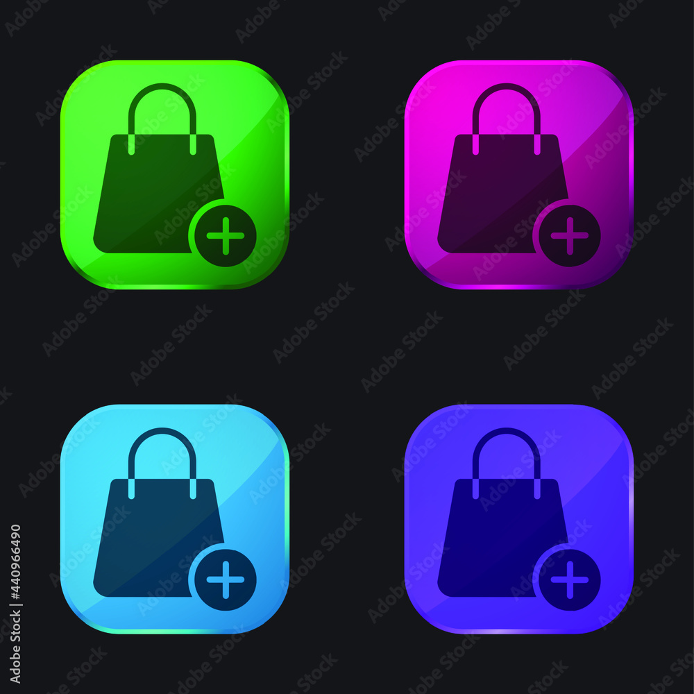Bag four color glass button icon Bag four color glass button icon