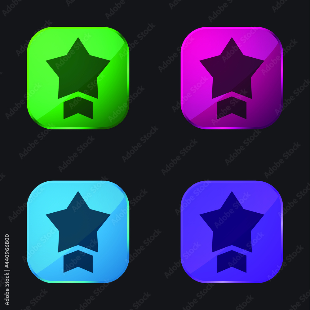 Badge four color glass button icon Badge four color glass button icon