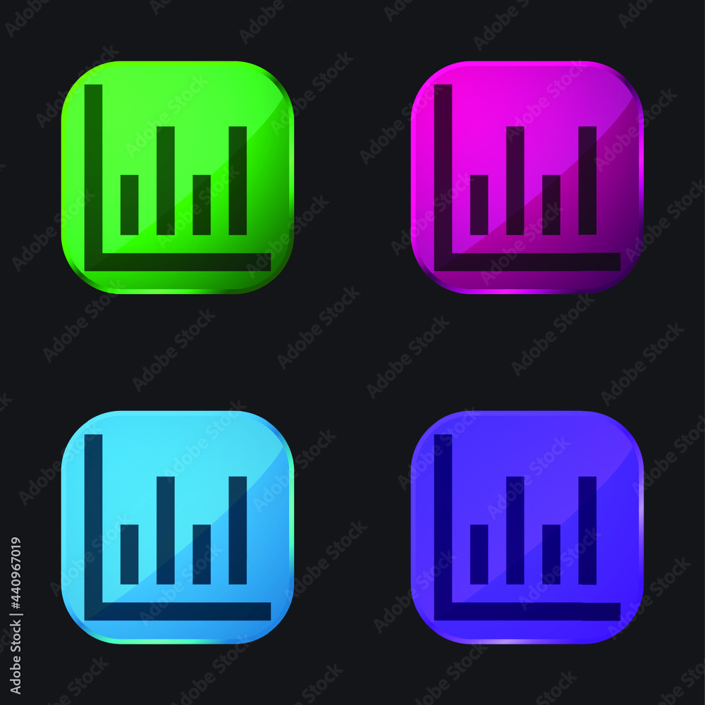 Bar Chart four color glass button icon Bar Chart four color glass button icon