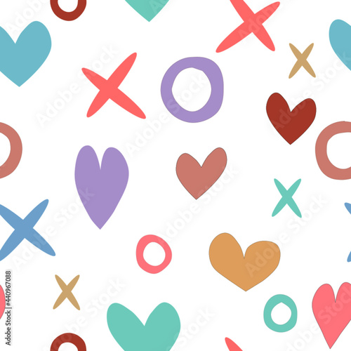 seamless background with hearts and kisses and hugs frame