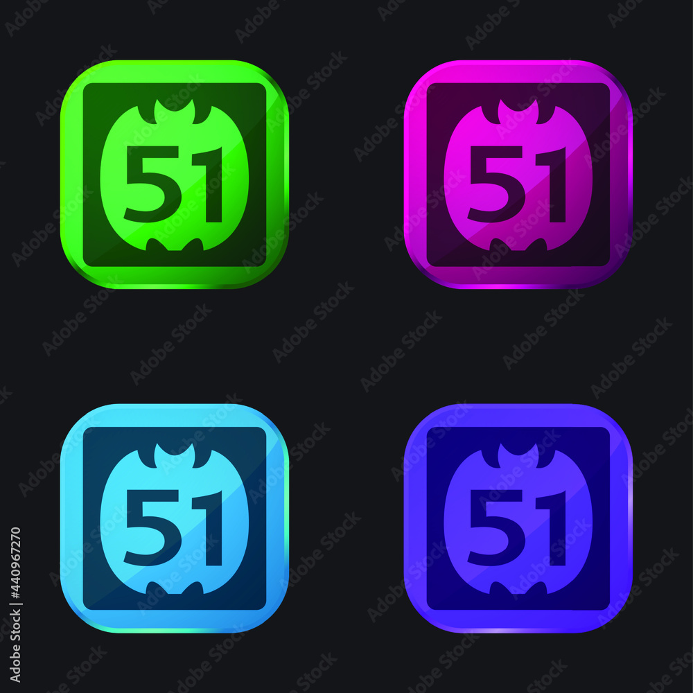51 On Social Logo four color glass button icon 51 On Social Logo four color glass button icon