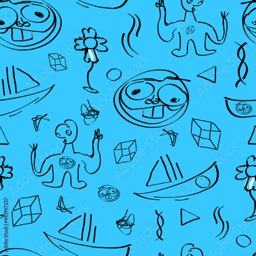  12 year old's doodles fun troll meme seamless pattern