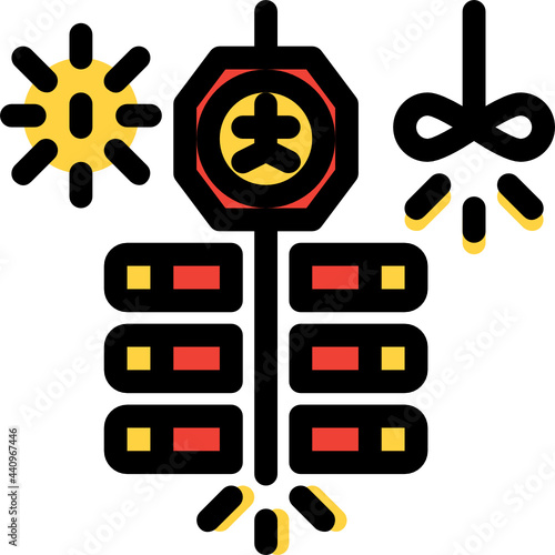 firecrackers color outline icon