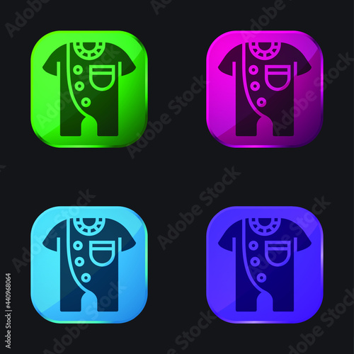 Bodysuit four color glass button icon