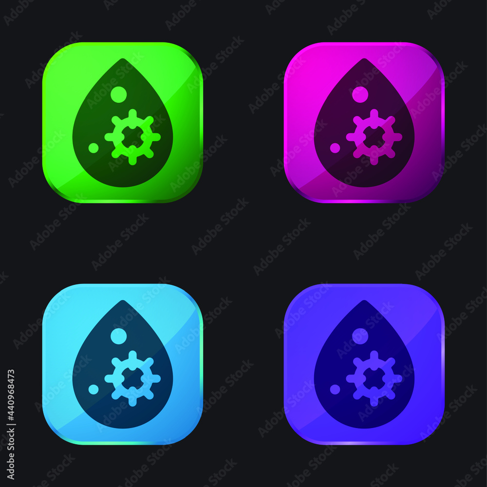 Blood four color glass button icon Blood four color glass button icon