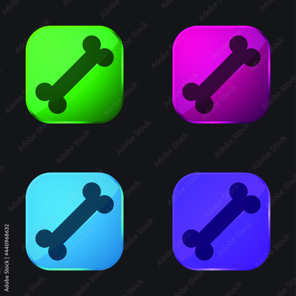 Bone four color glass button icon Bone four color glass button icon