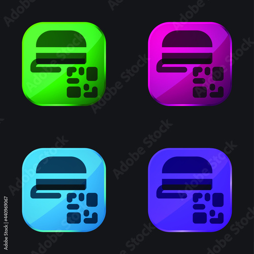 Barcode four color glass button icon