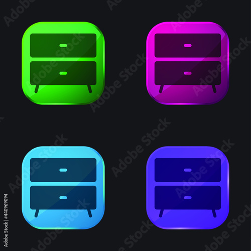 Bedside Table four color glass button icon
