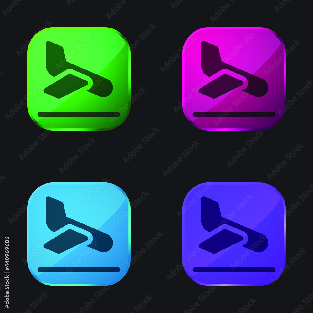 Arrival four color glass button icon Arrival four color glass button icon