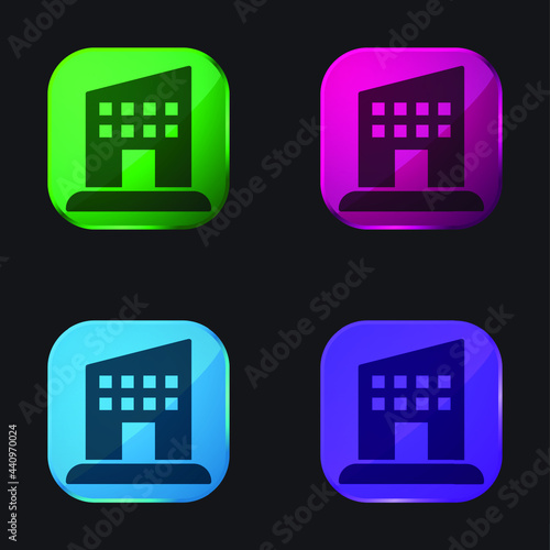 Appartment four color glass button icon