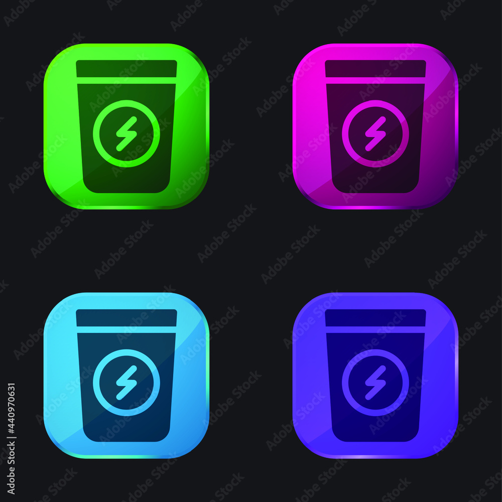 Basket four color glass button icon Basket four color glass button icon