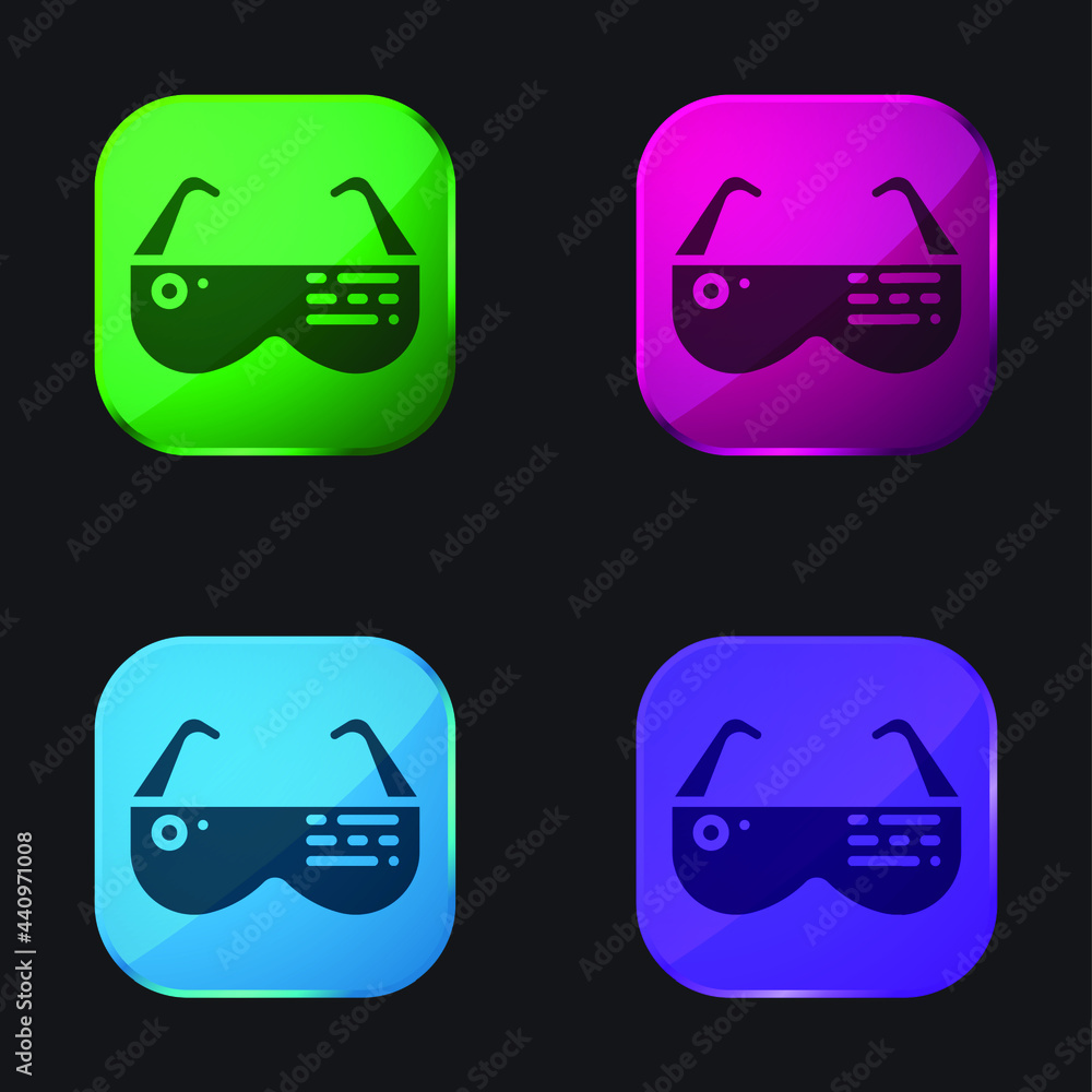 Ar Glasses four color glass button icon Ar Glasses four color glass button icon