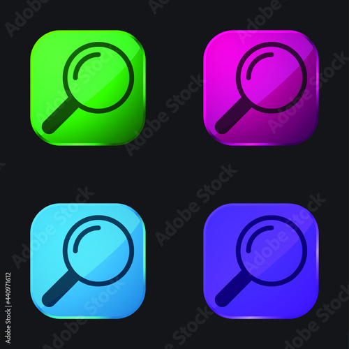 Airport Searchor four color glass button icon