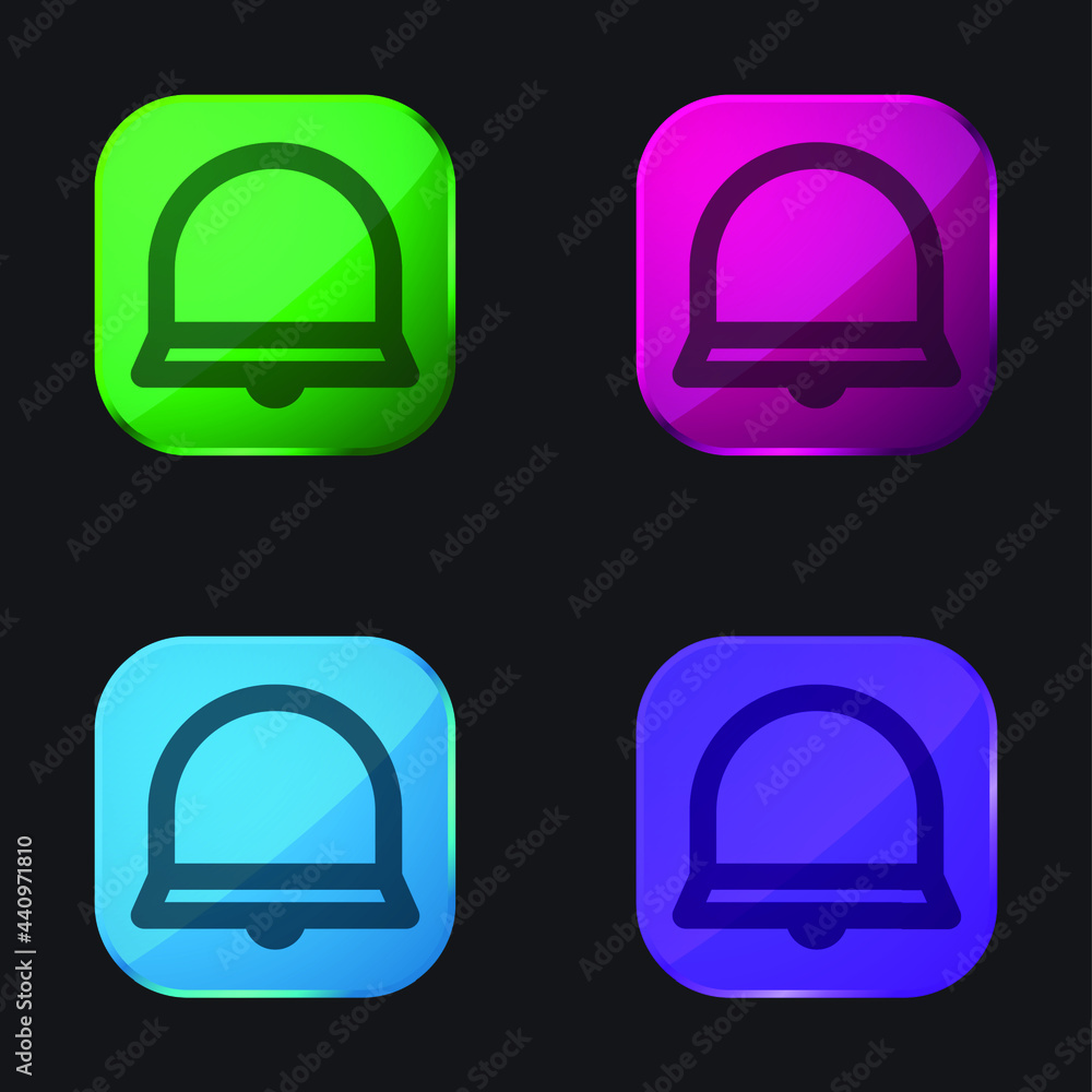 Alarm four color glass button icon Alarm four color glass button icon