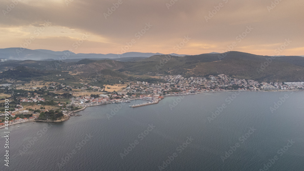Fototapeta premium aerial Views from a small sea town urla izmir. High quality photo