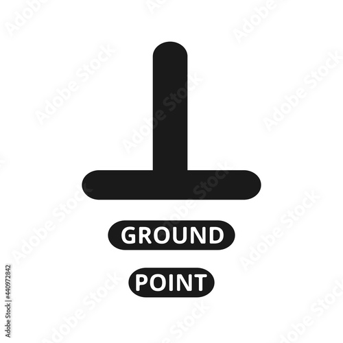 Ground icon, sign. Electrical symbol isolated on white background. ESD, EPA. Common ground point. Electrostatic protected area. Vector Illustration. EPS10.