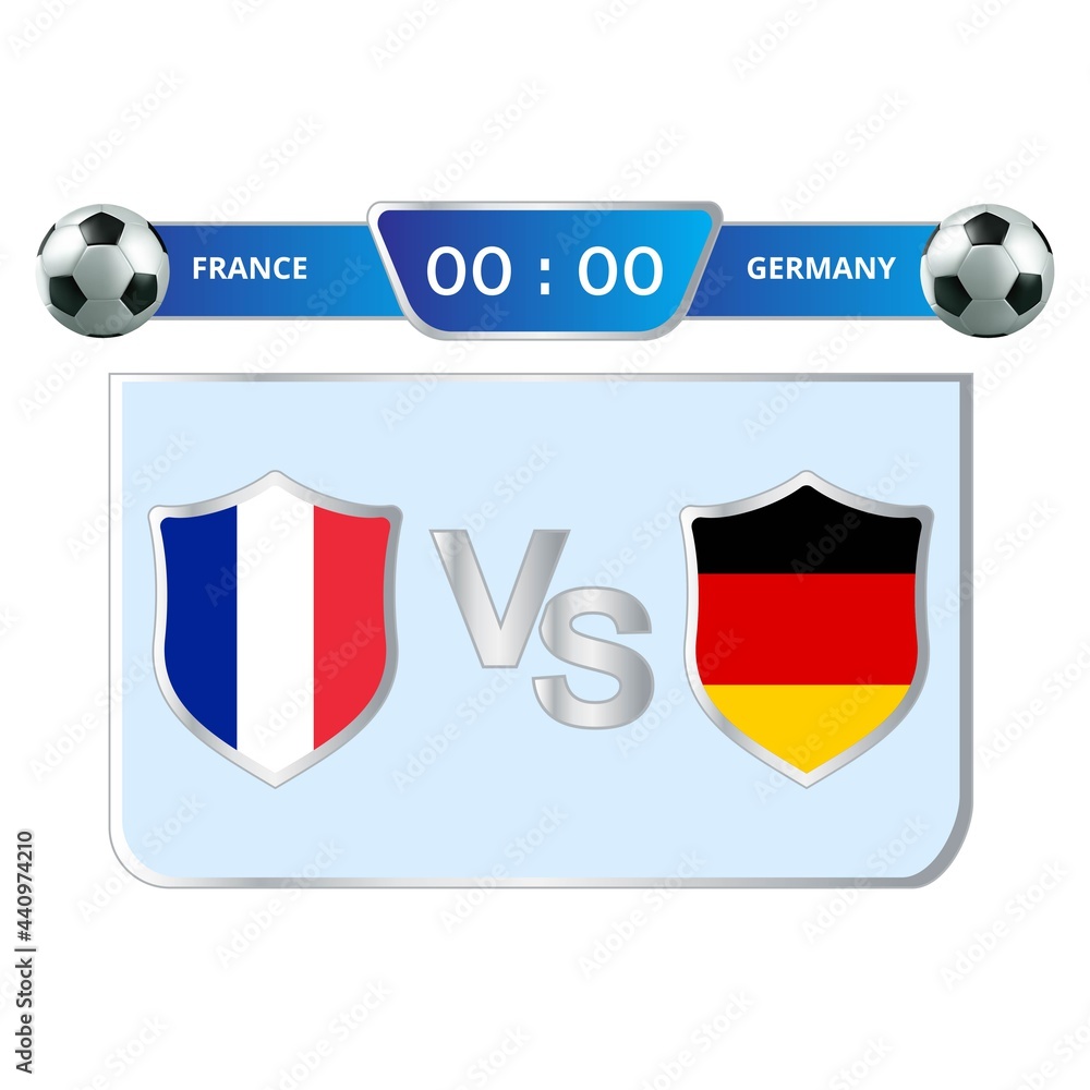 France VS Germany scoreboard Broadcast with blue color lower thirds
