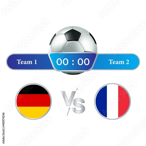 Germany VS France Scoreboard Broadcast Graphic and Lower Thirds Template for sports like soccer and football. Vector illustration scoreboard team broadcast graphic and lower thirds template for sports