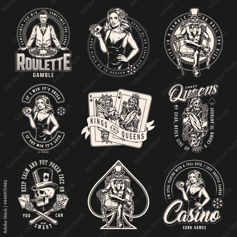 Fototapeta premium Casino vintage monochrome logos