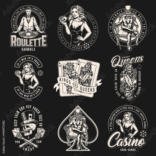 Casino vintage monochrome logos