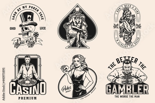 Gambling vintage designs set