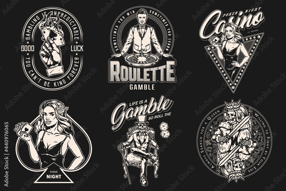 Fototapeta premium Casino and poker game vintage labels