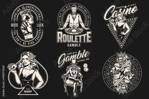 Casino and poker game vintage labels