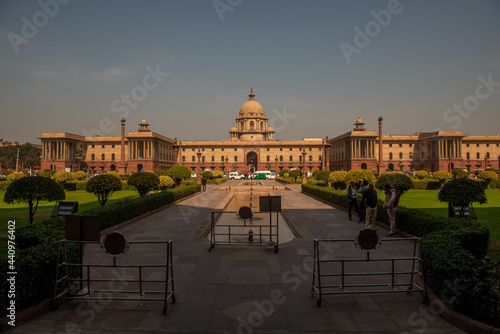 Photography New Delhi, India, January 30 2020: wide view of north block at North Block of th