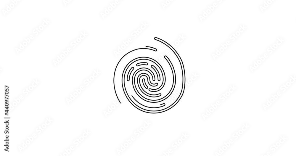 Fingerprint icon. Identification sign. Touch id. 4K. Biometric scanner animation. Fingerprint icon. Identification sign. Touch id. 4K. Biometric scanner animation.