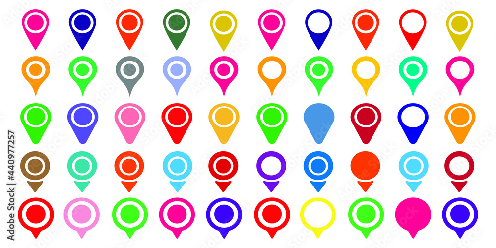 Marker location icons set flat design illustration Marker location icons set flat design illustration