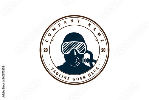 Retro Vintage Scuba Mask for Diving Sport Club Logo Design Vector