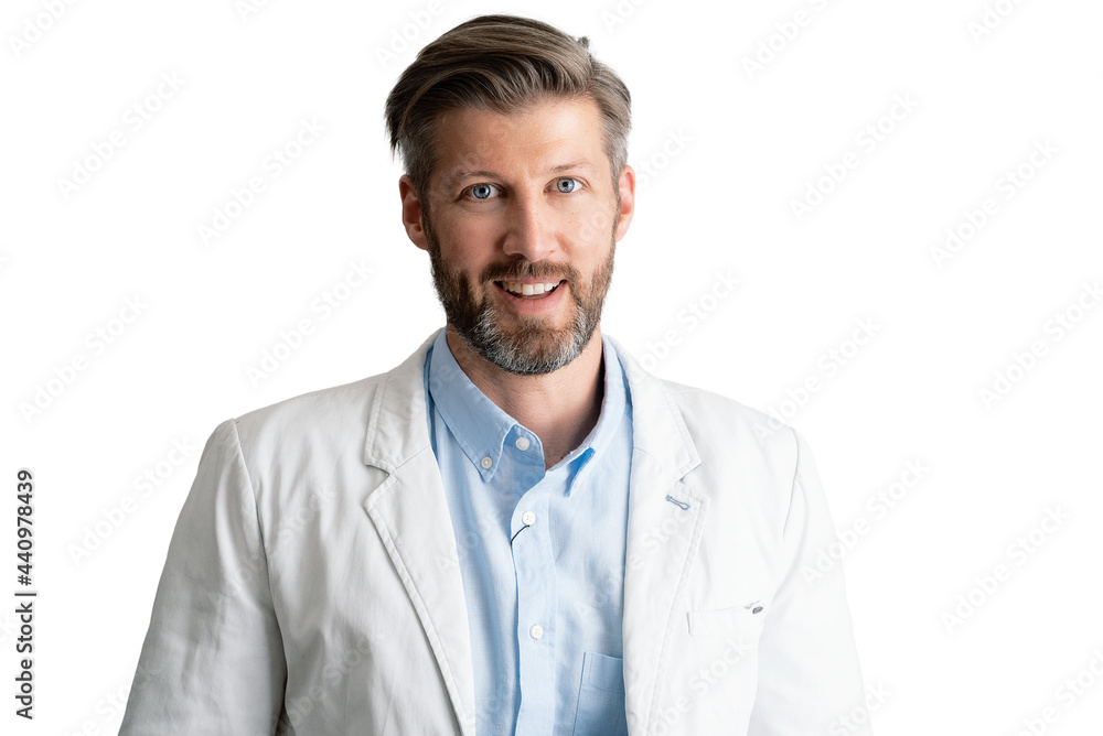 Handsome businessman studio portrait at isolated white background Handsome businessman studio portrait at isolated white background