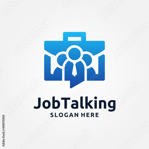 Job Talk Logo Template Design. Social job chat vector illustration