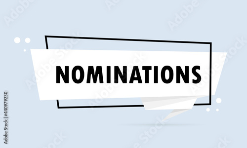 Nomination. Origami style speech bubble banner. Poster with text Nomination. Sticker design template. Vector EPS 10. Isolated on background
