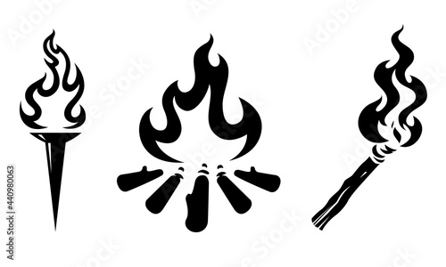 Graphic of torches and bonfires, vector
